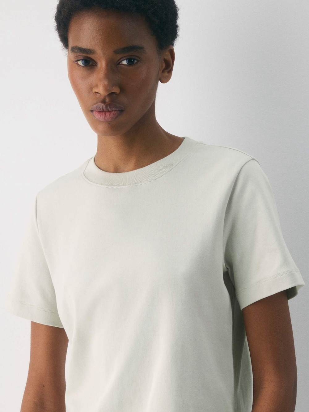 Babaton Aritzia InterLock Cotton Function T-Shirt in Matte Pearl
